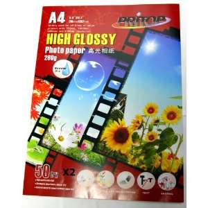  Pritop High Glossy Photo Paper 8.3X11.7 Inches (A4), 180G 