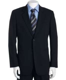 Armani Giorgio Armani black wool 2 button suit with single pleat 