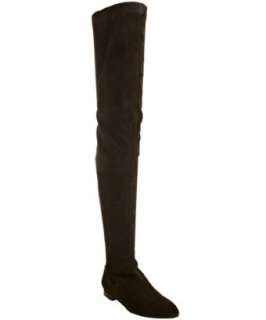 Brian Atwood brown suede Kacey over the knee flat boots   up 