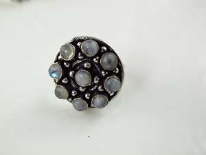 Silver Moonstone 925 Multi Stone Ring Size 6.5 MOR125  