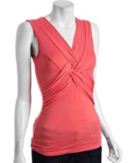 Casual Couture by Green Envelope coral jersey basketwoven v neck 