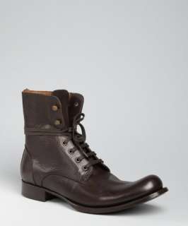 John Varvatos dark brown leather Combat boots