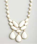 Danielle Stevens gold and white stone bib necklace style# 319293301