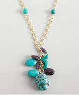 Jardin gold plated turquoise and amethyst cluster necklace style 