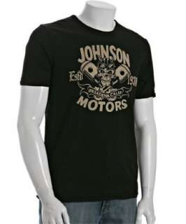Johnson Motors Inc. jet black Skull & Pistons crewneck t shirt 