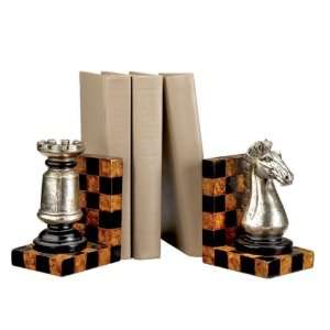    Set of 2 Decorative Knight and Rook Chess Bookends