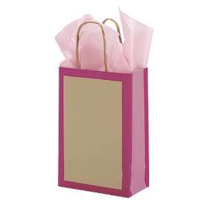  Small Blush Frame Kraft Paper Shopping Bags   5.5 x 3.25 