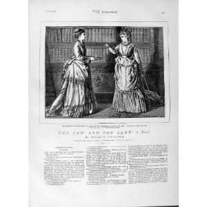 1874 LAW LADY STORY LADIES LIBRARY BOOKS ANTIQUE PRINT:  