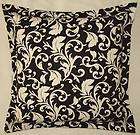   BLACK WHITE DAMASK PRINT FLORAL PILLOW SHAMS COVERS SCROLL THROW TOSS