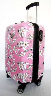   Luggage Set Hard Rolling 4 Wheels Spinner Upright Hawaiian Floral Pink