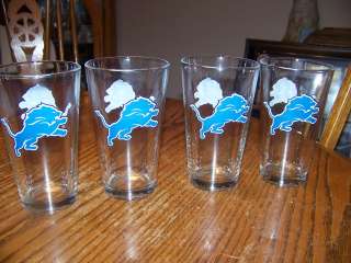 set of 4 DETROIT LIONS beer pint glasses NEW NFL  