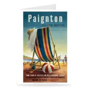  Paignton south Devon   Stripe beach deck   Greeting Card 