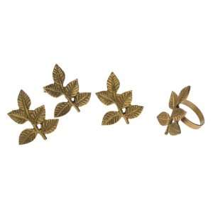 Mango Bronze Leaf Napkin Rings, Set of 4