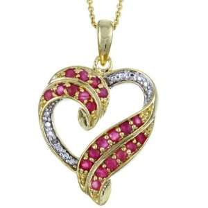   Rocks 18k Gold over Sterling Silver Ruby Heart Necklace Jewelry