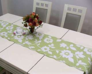 Lovely Long Quilted Cotton Table Runner Pistachio Green  