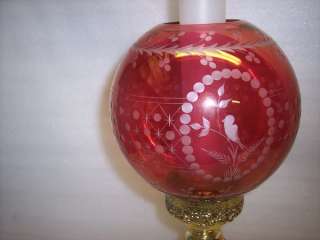 GORGEOUS RED PARLOR/BANQUET TABLE LAMP CUT GLASS  