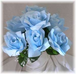   Roses LIGHT BLUE Wedding Bridal Bouquet Silk Rose Flowers Centerpiece