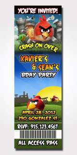 Angry Birds Custom Ticket Birthday Party Invitations  