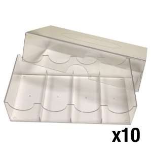  Clear Plastic Poker Chip Storage Box   SET of 10 Sports 