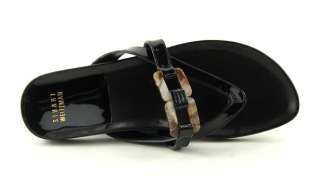 235 STUART WEITZMAN ACUTE Black Patent Womens Shoes Thong 5.5  