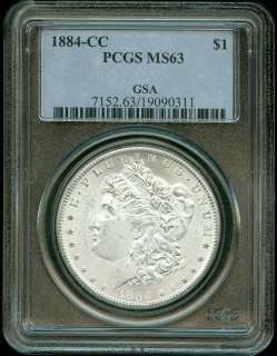 1884 CC PCGS MS63 GSA~MORGAN SILVER DOLLAR~  