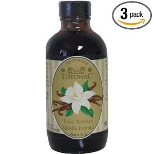 Totonac Pure Tahitian Vanilla Extract, 4 Ounce Containers (Pack of 3)