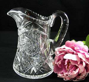   Large Gorgeous Lead Crystal WATER PITCHER Cut Glass Pinwheel  