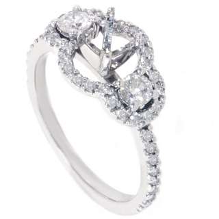 75CT 3 Stone Diamond Engagement Ring Setting Semi Mount Pave 14K 