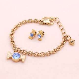Auth Juicy Couture Birthstone Candy Bracelet Earrings Set   Gold 