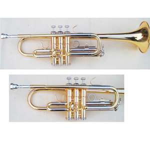   trumpet outfit C key brass body gold lacquer high quality hard case