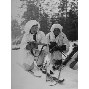  Finnish Ski Patrol Soldiers Wearing Winter Camouflage 
