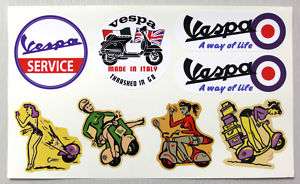 VESPA retro vintage Scooter Decals Stickers  