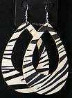   earrings animal print zebra stripe black white HUGE door knocker