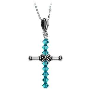   December Birthstone Cross Necklace MADE WITH SWAROVSKI ELEMENTS