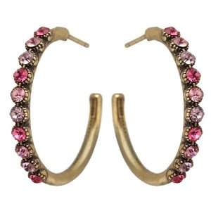 com Michal Negrin Lovely Hoop Earrings with Pink and Purple Swarovski 
