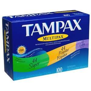 Tampax Tampons Multipax, Variety Pack of 44 Super, 44 Regular and 12 