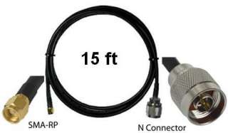 RP SMA Male to N type Male Pigtail Cable Connector 15ft  