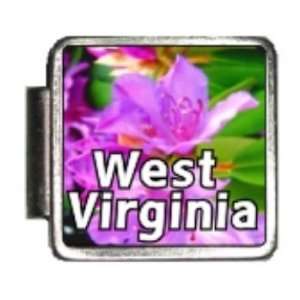West Virginia State Flower Rhododendron Photo Italian Charm Bracelet 