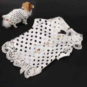  Pet Dog Dots Dotted Lace Dress Skirt Clothes Size M   White 